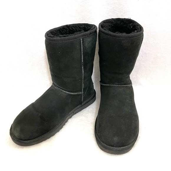 UGG Shoes - UGG Koolaburra Black Suede Fur Lined Short Boots